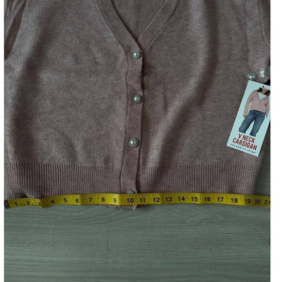 Pink Dusty Rose V Neck Button Front Cardigan Sweater Women XXL Celebrity - Picture 5 of 13